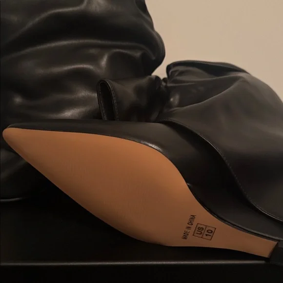 Black Slouchy Knee-High Boots - Picture 2 of 2